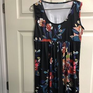 Akihoo Womens Sleeveless Black Floral Large Dress